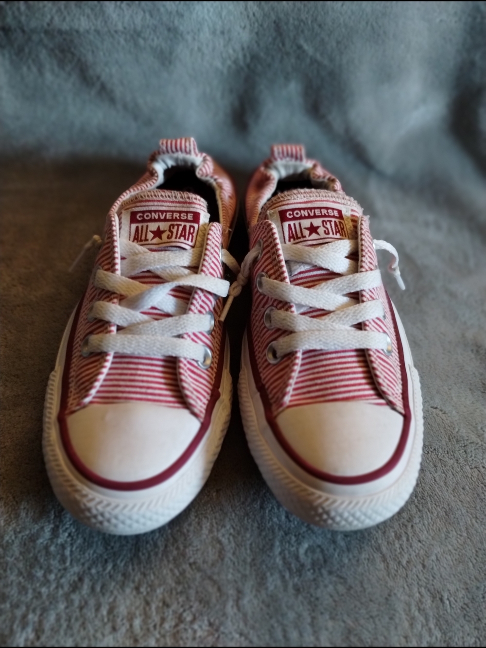 Converse All Star Red White Blue Striped Slip-On Sneakers Women's 6
